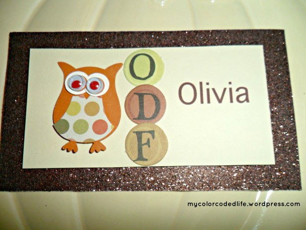olivia thnx place card