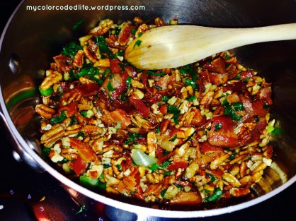 Candied Sweet Potatoes with Pecan Bacon Syrup