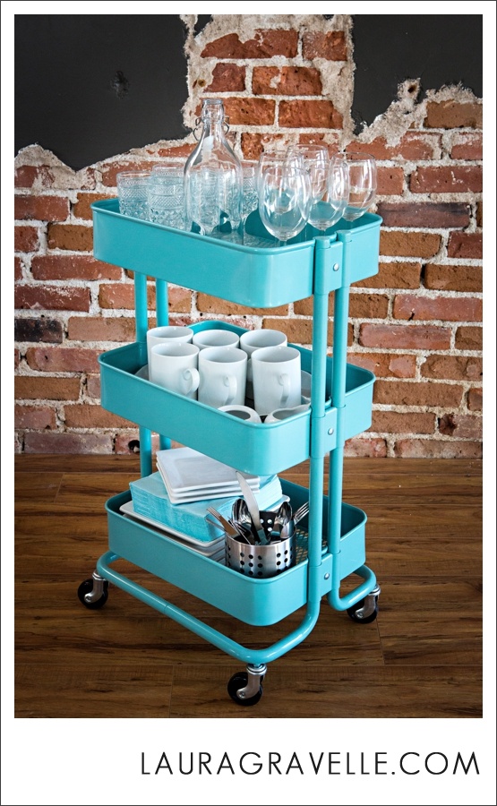 IKEA cart used as a bar from LauraGravelle.com 