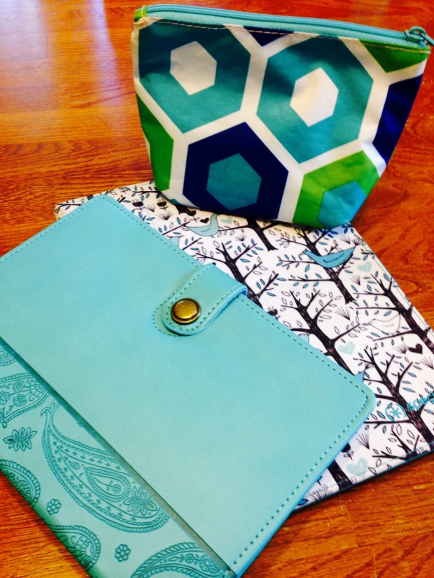 Teal Journal, iPad and charger case