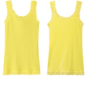 ribbed lace yellow women's tank top_uniqlo